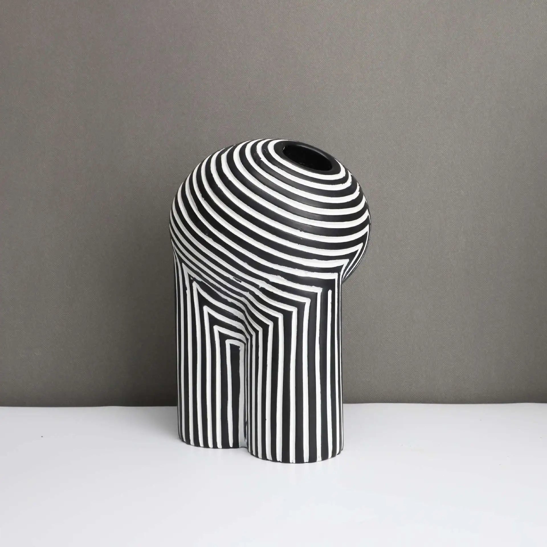 Abstract Striped Resin Vase