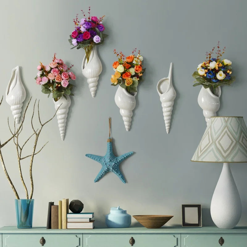Ceramic Seashell Wall Vase
