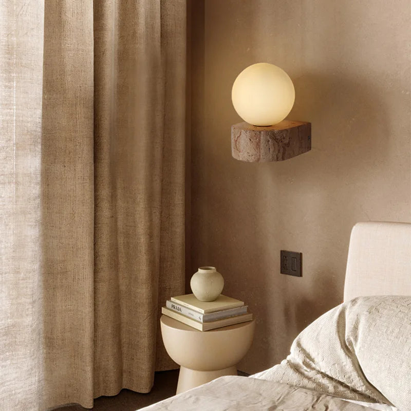 Japanese Wabi-Sabi Travertine Sconce