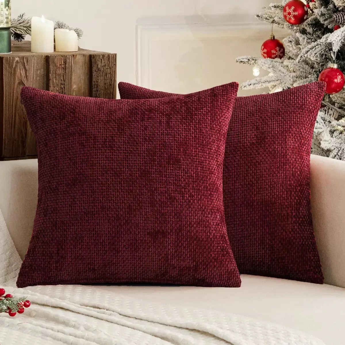 Chenille Knitted Throw Pillow Cover Set