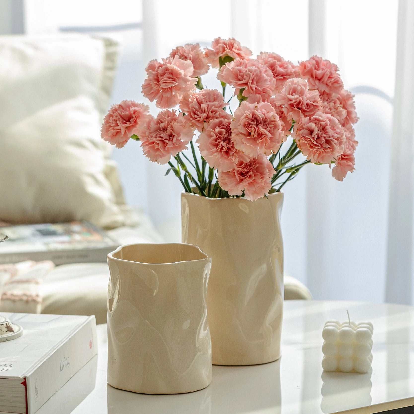 Cream Irregular Statement Vase