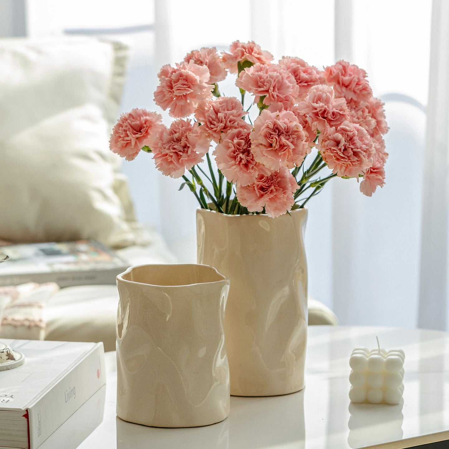 Cream Irregular Statement Vase