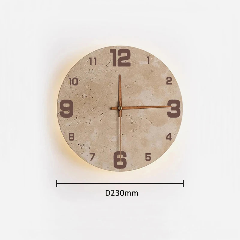 Travertine Clock Wall Sconce