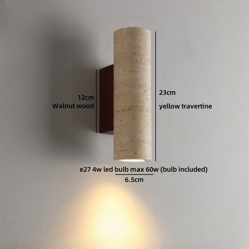 Wabi-Sabi Travertine LED Wall Sconce