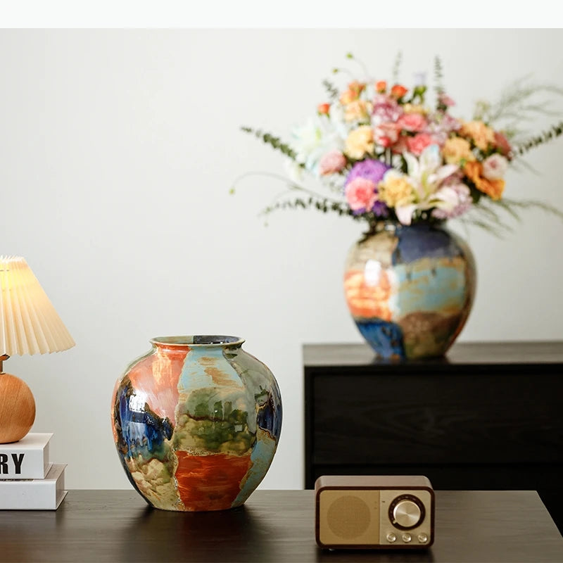 Hand-Painted Abstract Ceramic Vase