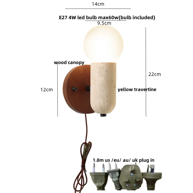 Travertine Pull Chain Wall Sconce