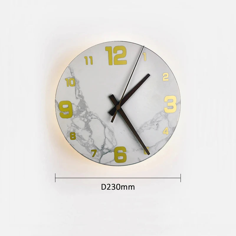 Travertine Clock Wall Sconce