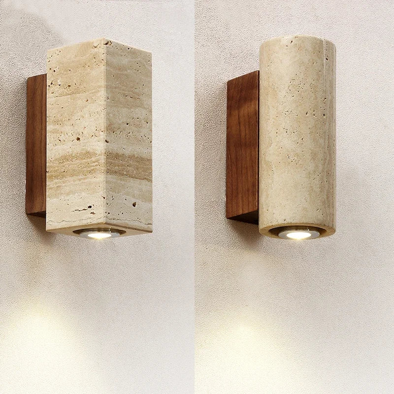 Yellow Travertine LED Wall Sconce