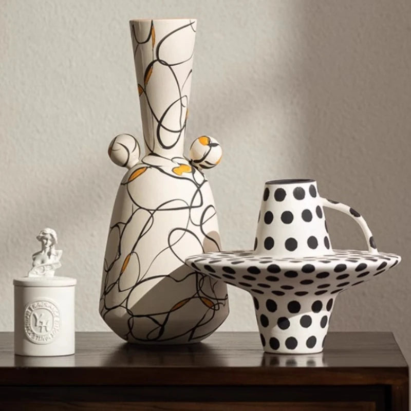 Modern Line Striped Ceramic Vase