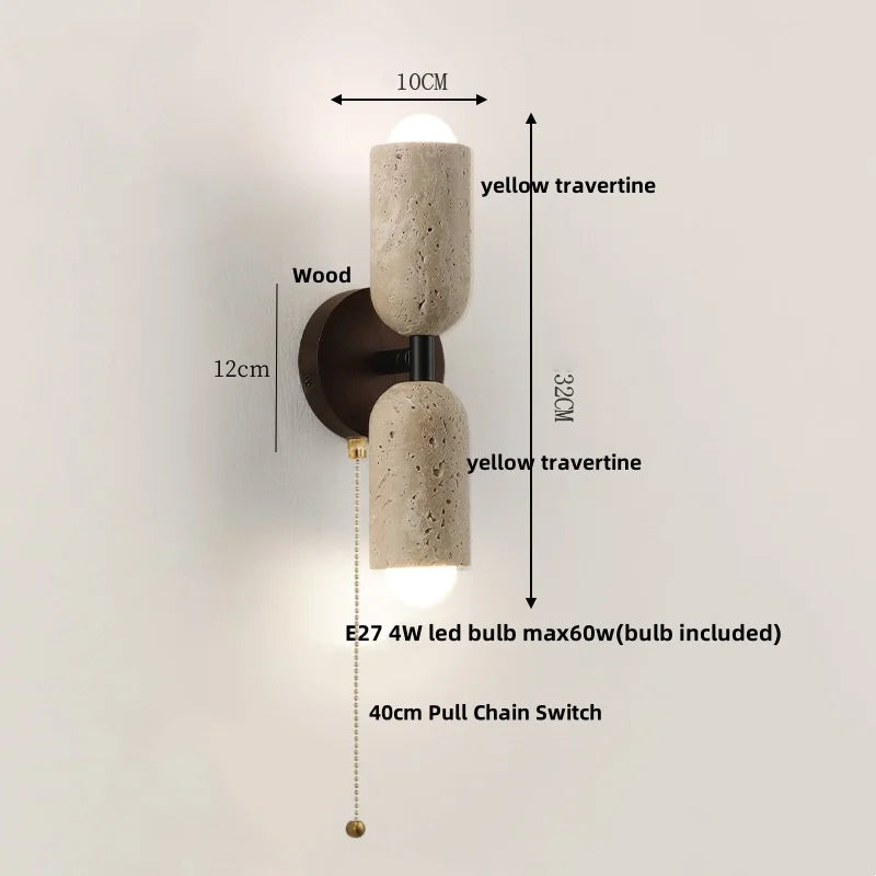 Travertine Pull Chain Wall Sconce